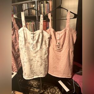 Two floral denim No Boundaries mini dresses in XXlL pink and white flowers